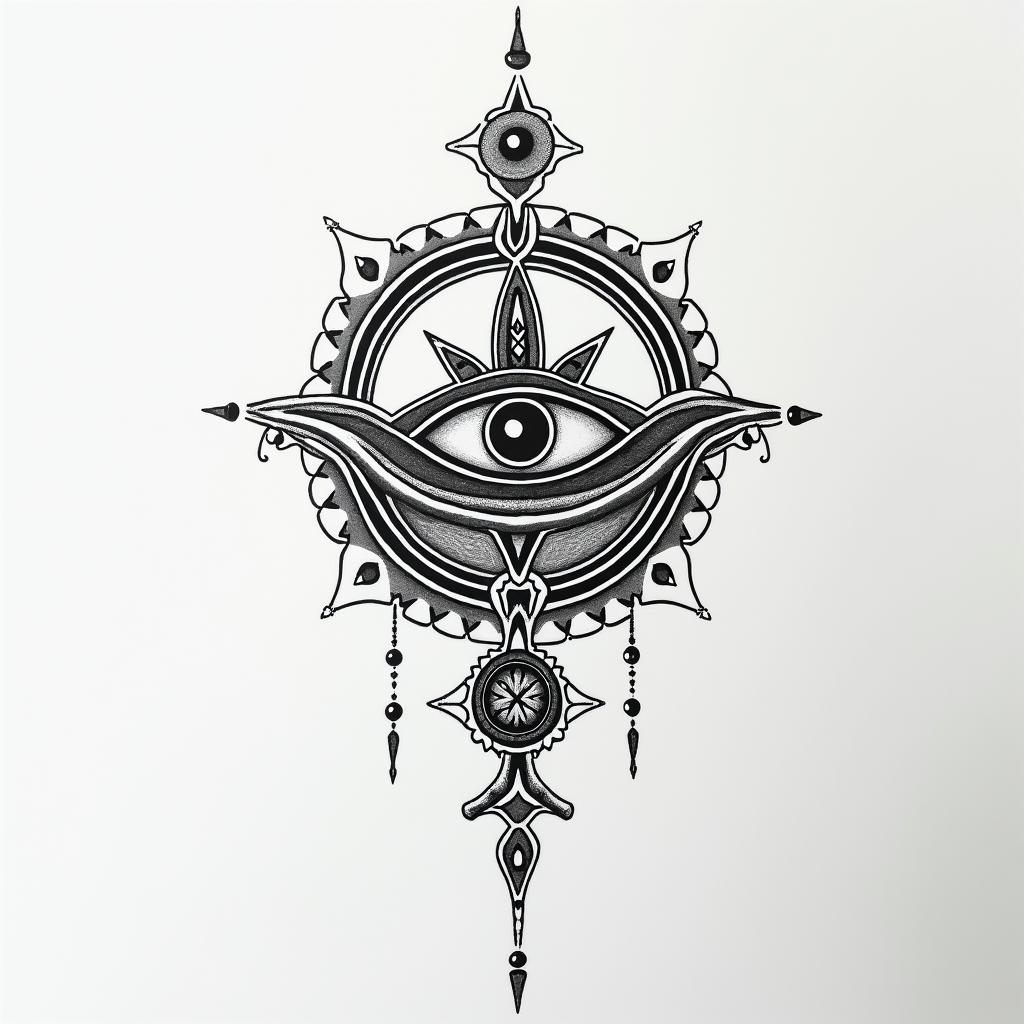 Sexual abuse, never met my dad, raised my three children alone and adopted more. Successful career. Forgiveness, healing, love, acceptance.in spiritual symbols tattoo style, featuring an intricate design incorporating elements, Hamsa hand, third eye, minimalist composition - Variation 3