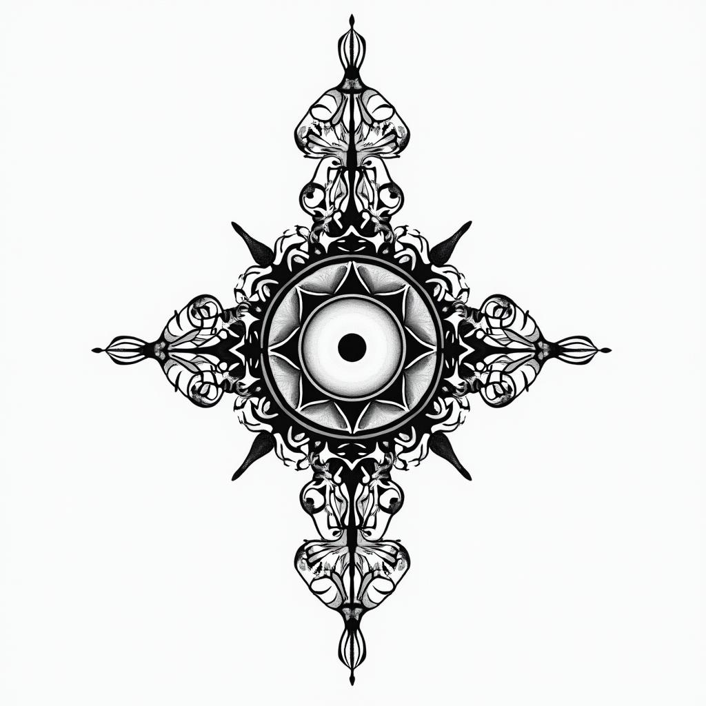 Sexual abuse, never met my dad, raised my three children alone and adopted more. Successful career. Forgiveness, healing, love, acceptance.in spiritual symbols tattoo style, featuring an intricate design incorporating elements, Hamsa hand, third eye, minimalist composition