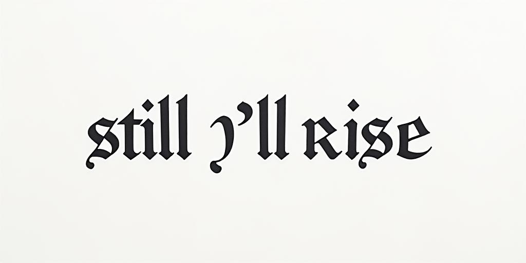 Still I'll Riseminimalist text-based tattoo, Monospace font ultra-realistic, perfectly placed, high-quality font design, photo-realistic shading, 8k, high quality, finely detailed typograph - Variation 4