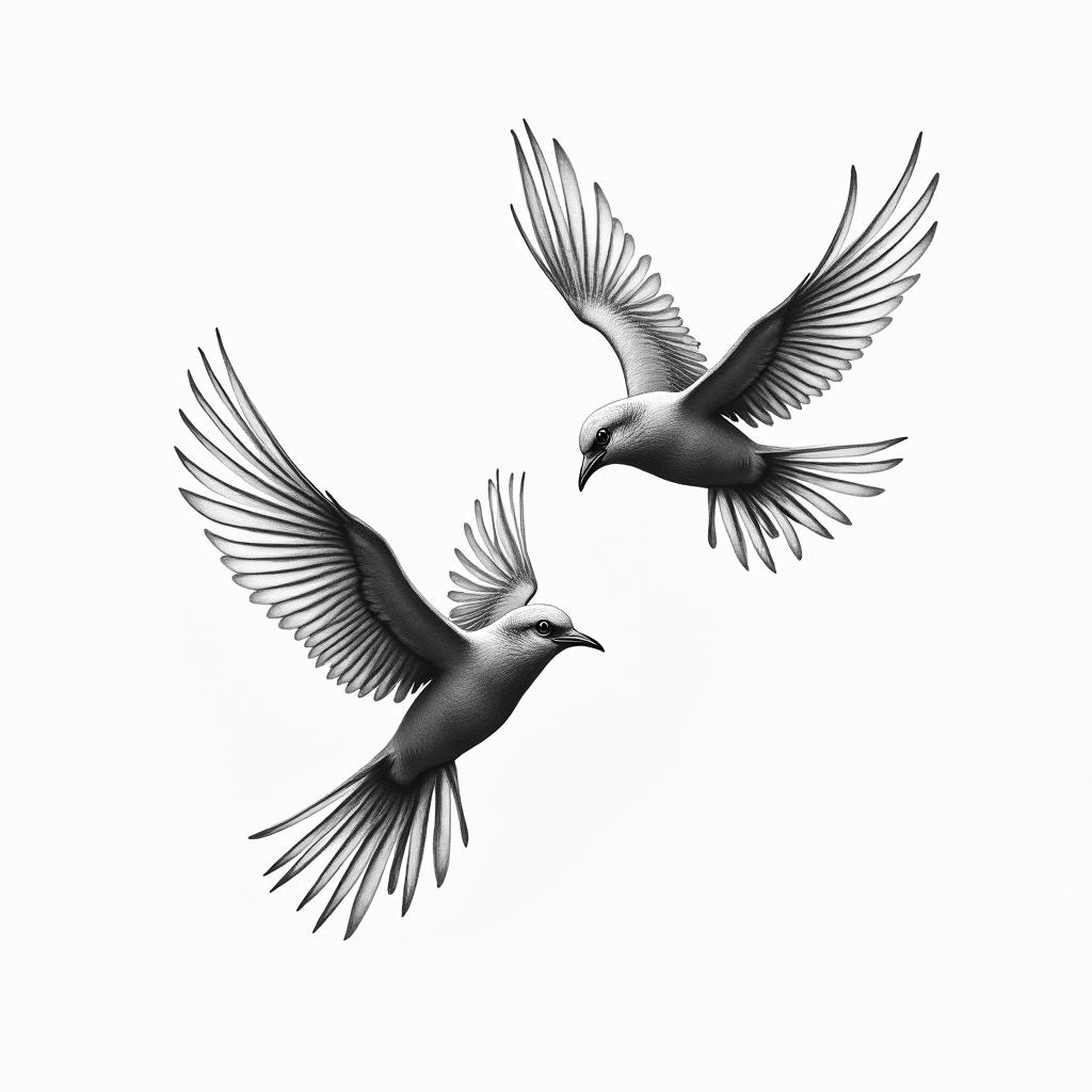 “It’s a leap of faith” birds flyinghigly detailed tattoo - Variation 4