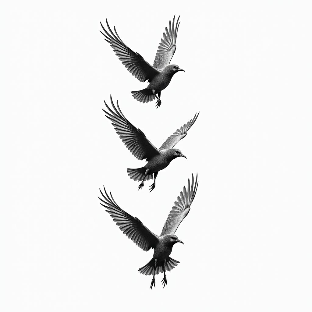 “It’s a leap of faith” birds flyinghigly detailed tattoo - Variation 3