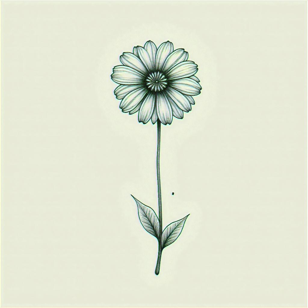 Dandelion blowing away with the words just breathe and a flamingo below the stemin minimalist style tattoo, featuring simple shapes and fine lines, with minimal shading and details, tiny triangles, creating a sense of balance and harmony - Variation 2