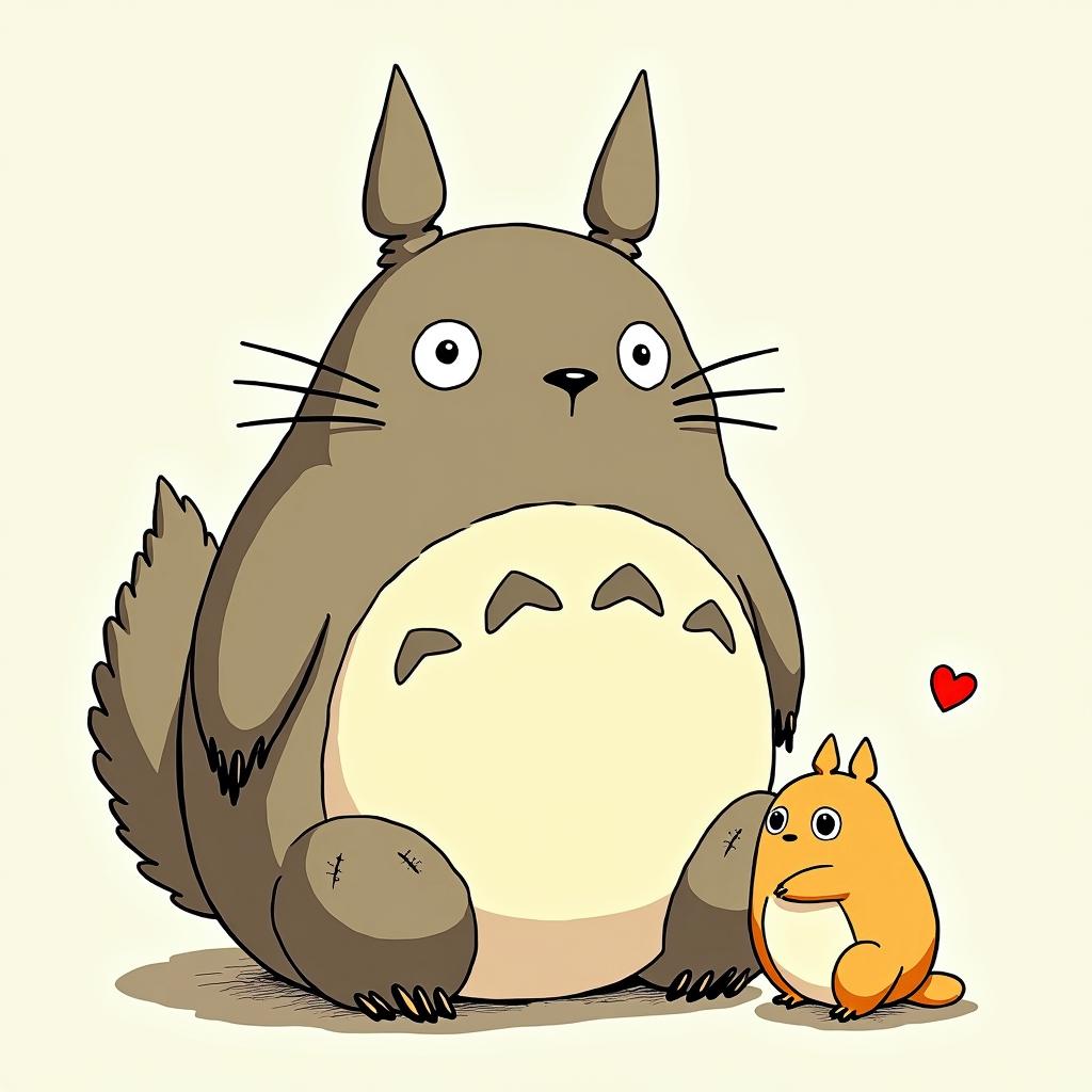 Totoro on coke with slutsGhibli, Studio Ghibli aesthetic, hand-drawn anime style, retro nostalgic atmosphere, retro soft pastel color palette with earthy tones, retro Japanese cinematic shot, yellow tint effect, bald character, smooth surface, anime shadow 90's anime style - Variation 7