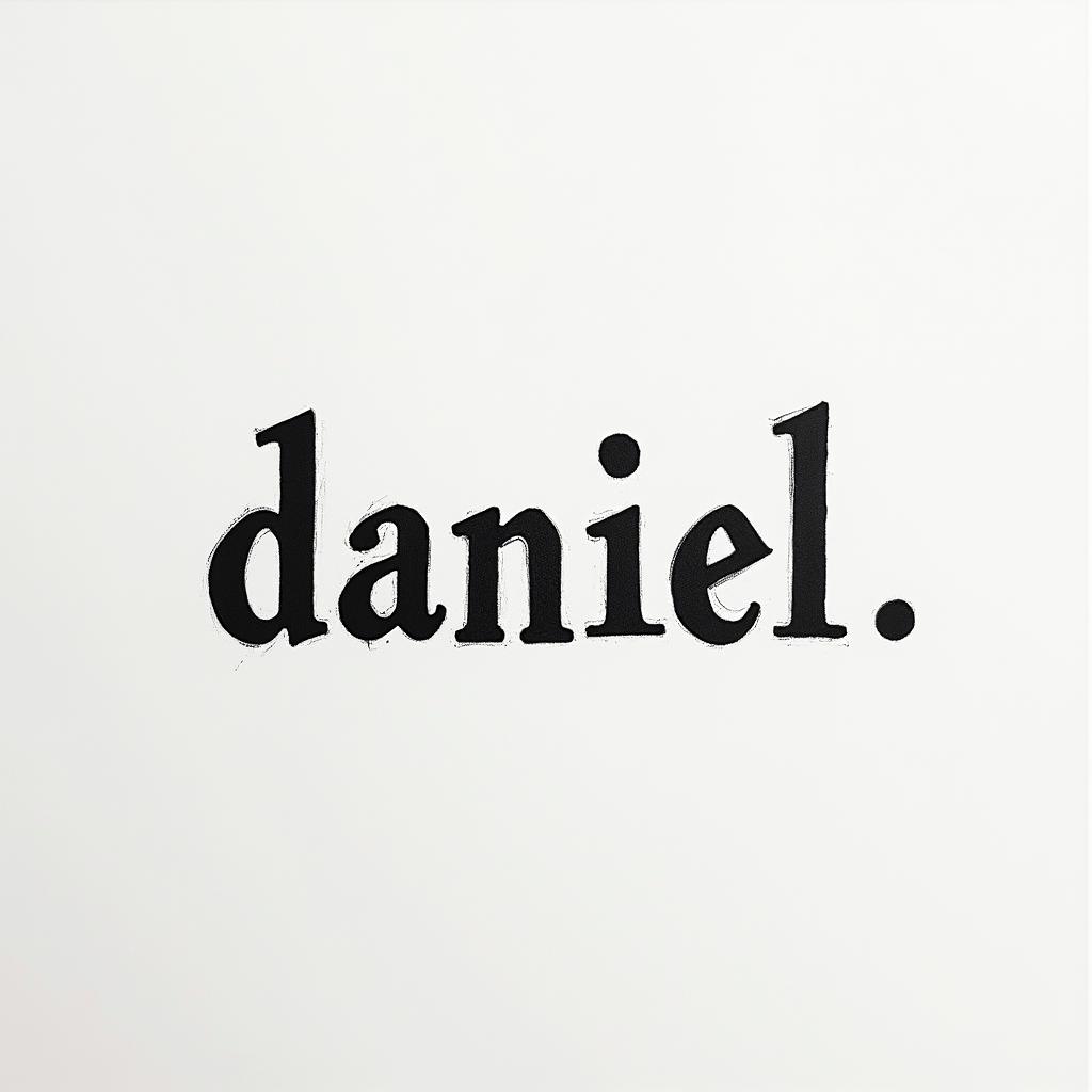 Danielminimalist text-based tattoo, Monospace font ultra-realistic, perfectly placed, high-quality font design, photo-realistic shading, 8k, high quality, finely detailed typograph - Variation 2
