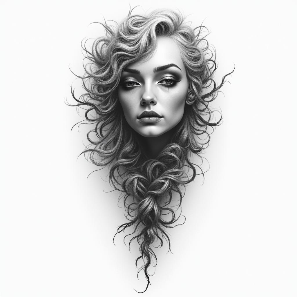 Lyric, lighthigly detailed tattoo - Variation 2