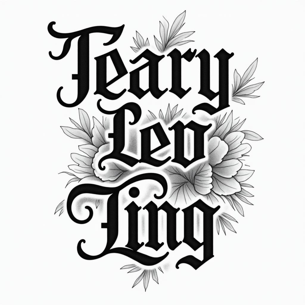 Aaron Leo Texastext-based tattoo, japanese font ultra-realistic, perfectly placed, high-quality font design, photo-realistic shading, 8k, high quality, finely detailed typograph - Variation 4