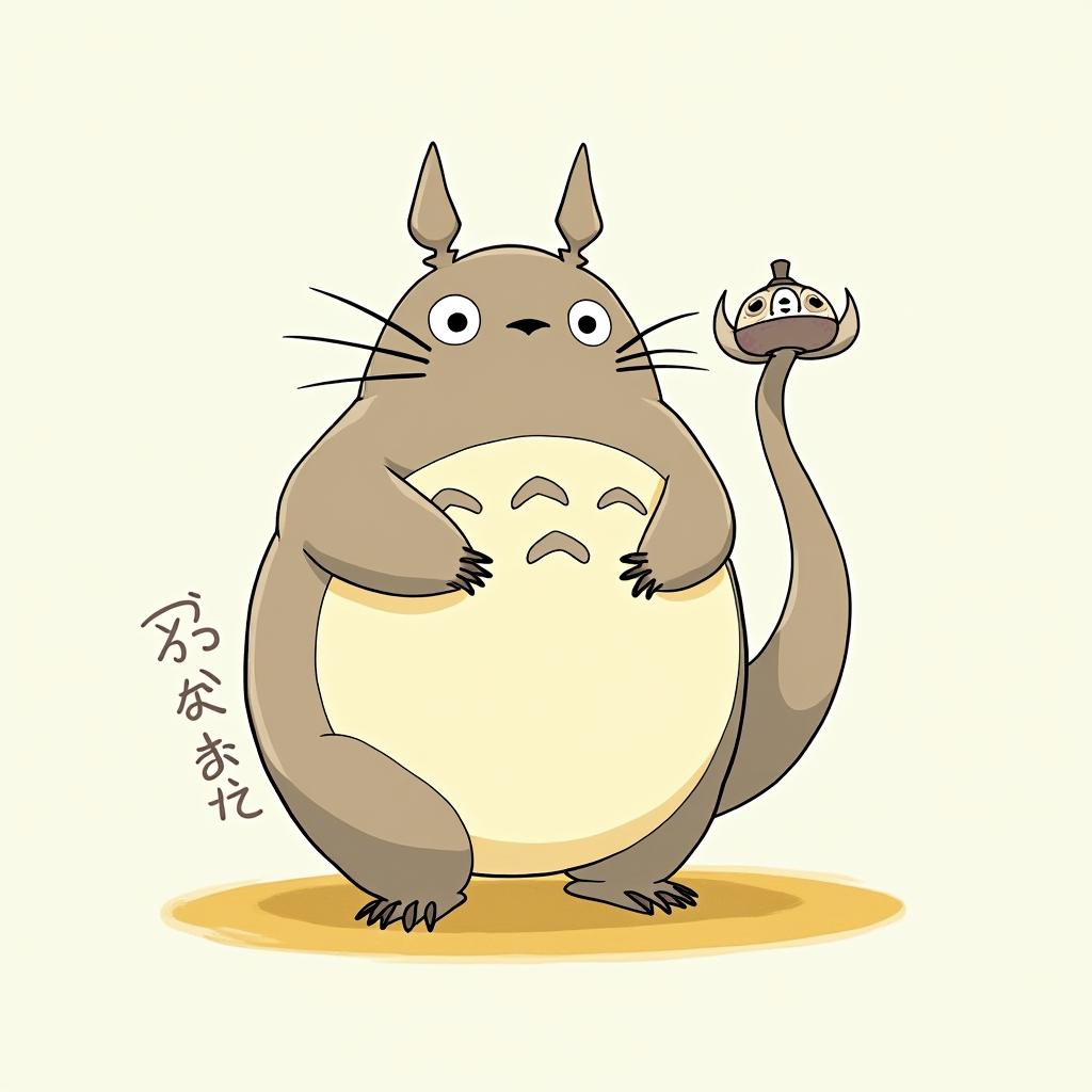 Totoro humping spirit animal with raging bonerGhibli, Studio Ghibli aesthetic, hand-drawn anime style, retro nostalgic atmosphere, retro soft pastel color palette with earthy tones, retro Japanese cinematic shot, yellow tint effect, bald character, smooth surface, anime shadow 90's anime style - Variation 2