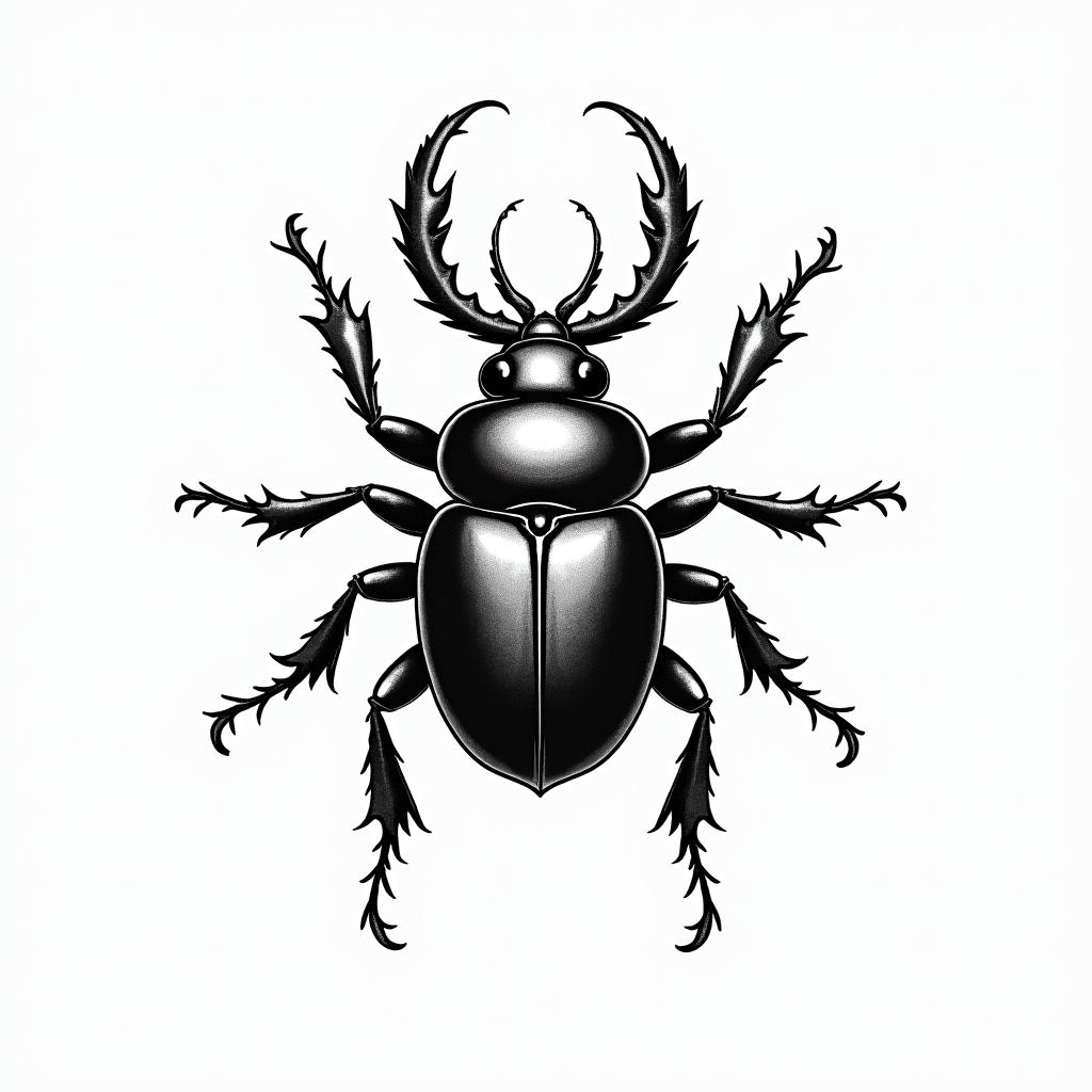 Traditional beetlein new school tattoo, pop culture, modern, detailed tattoo, illustrative