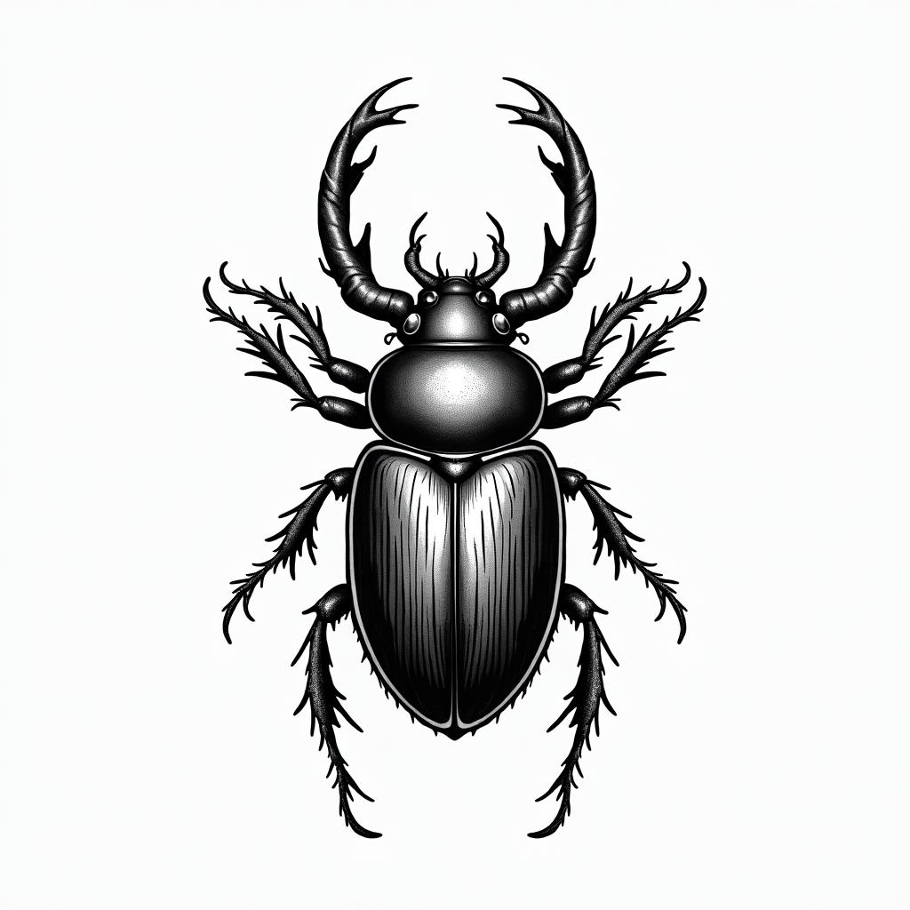 Traditional beetlein new school tattoo, pop culture, modern, detailed tattoo, illustrative - Variation 2