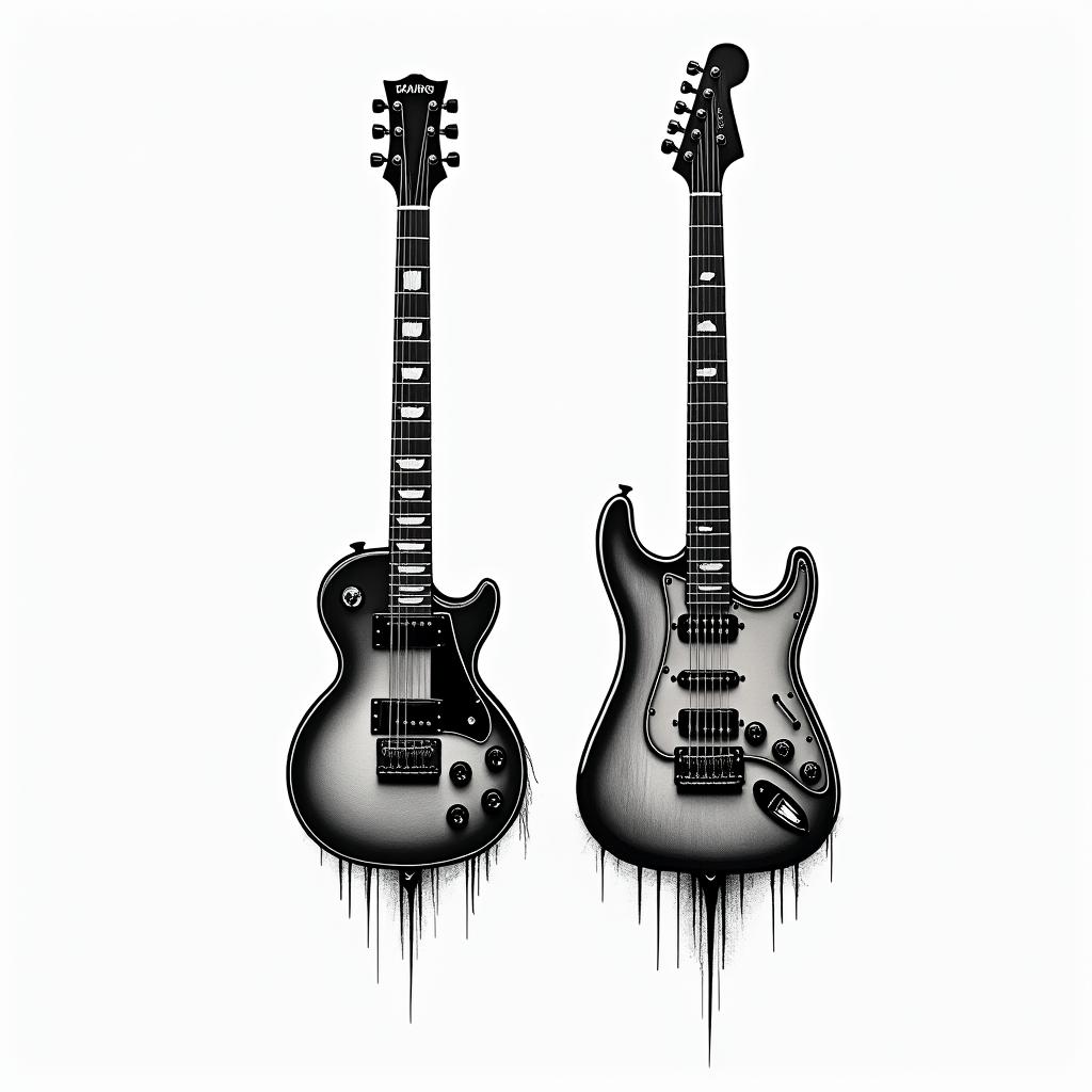 Two guitar pics with the initial B and Fhigly detailed tattoo - Variation 3
