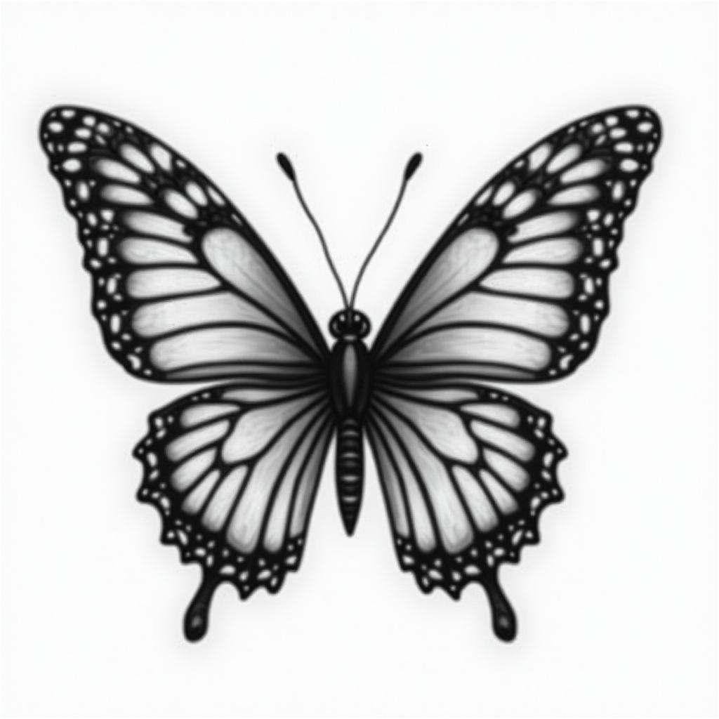 Butterfly with intricate wing patternshigly detailed tattoo - Variation 8