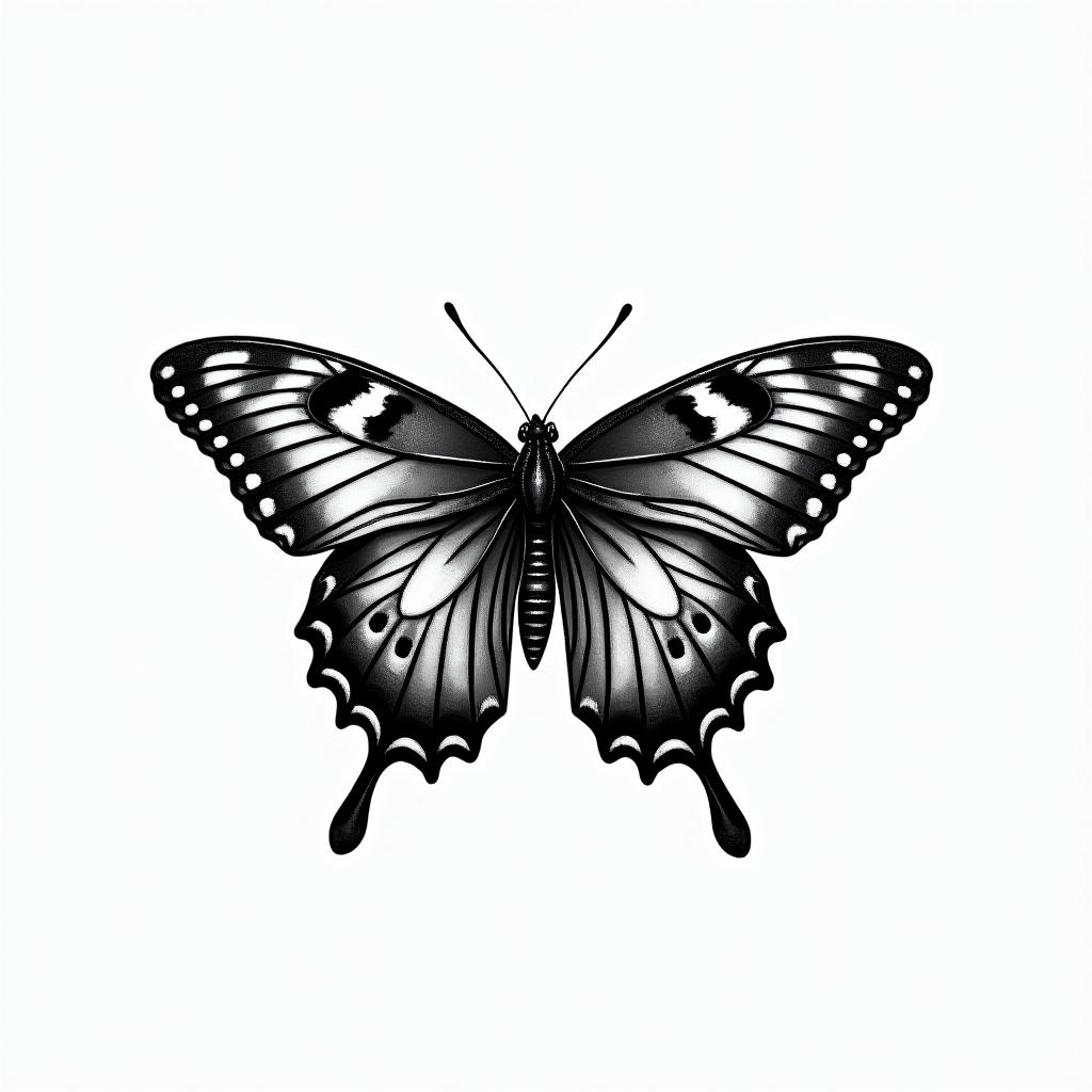 Butterfly with intricate wing patternshigly detailed tattoo - Variation 9