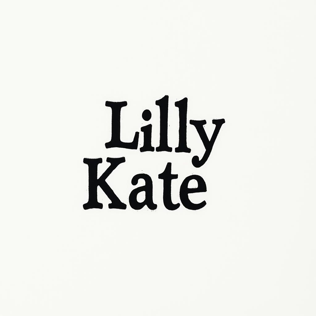 Lilly Kateminimalist text-based tattoo, Monospace font ultra-realistic, perfectly placed, high-quality font design, photo-realistic shading, 8k, high quality, finely detailed typograph - Variation 2
