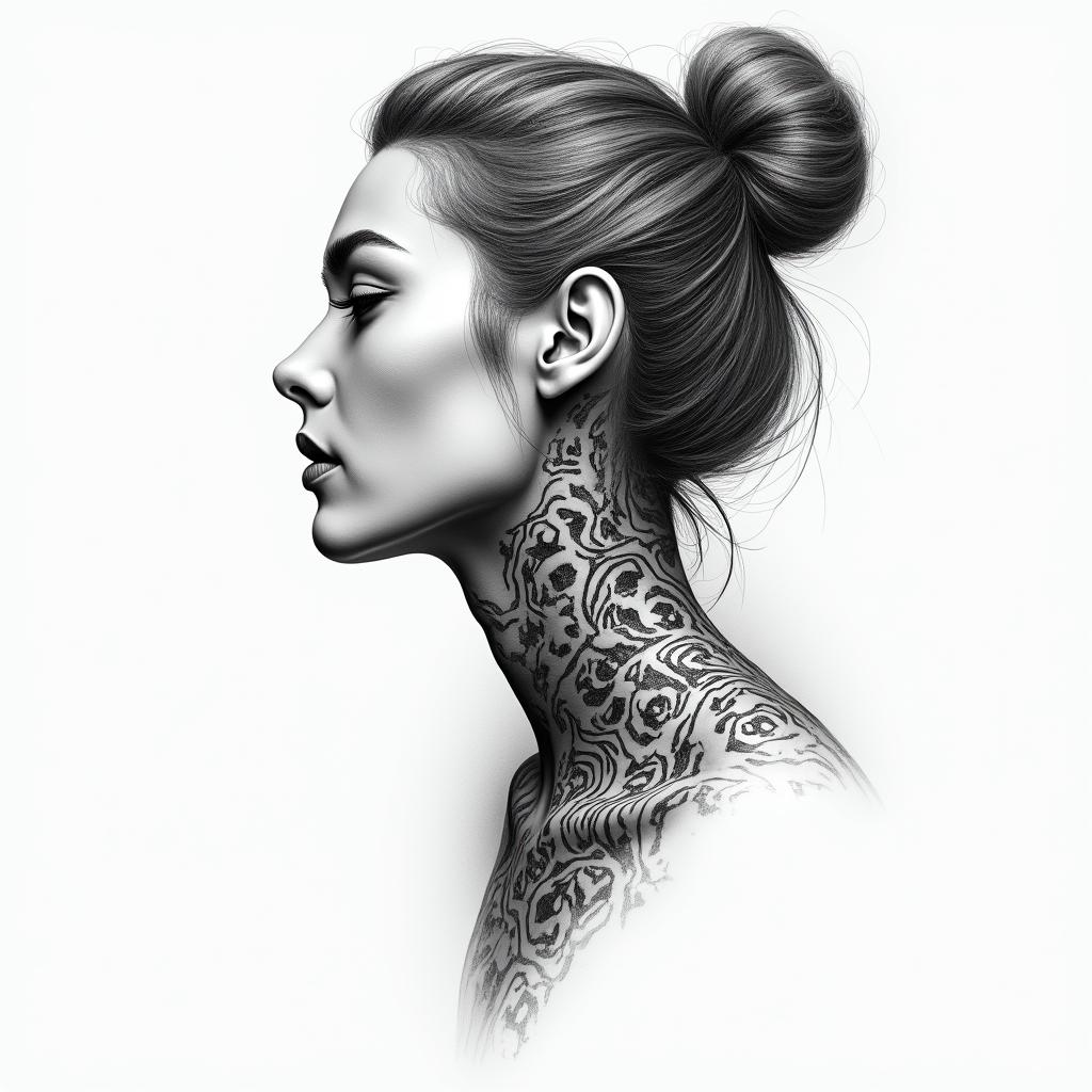 Neck tattoohigly detailed tattoo - Variation 5