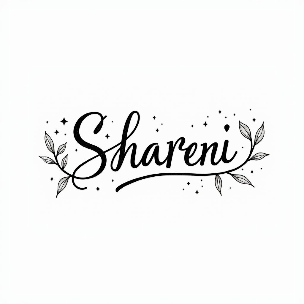 The names "Yaretzi" and "Shareni" in an italic font, connected by a smooth and flowing line that unites them. Around the names, you could have small details like leaves or delicate stars, symbolizing each of you and your special bond.higly detailed tattoo