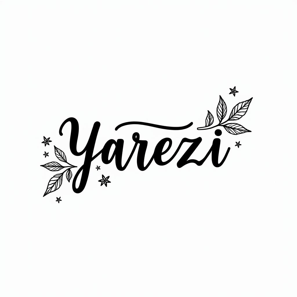 The names "Yaretzi" and "Shareni" in an italic font, connected by a smooth and flowing line that unites them. Around the names, you could have small details like leaves or delicate stars, symbolizing each of you and your special bond.higly detailed tattoo - Variation 3