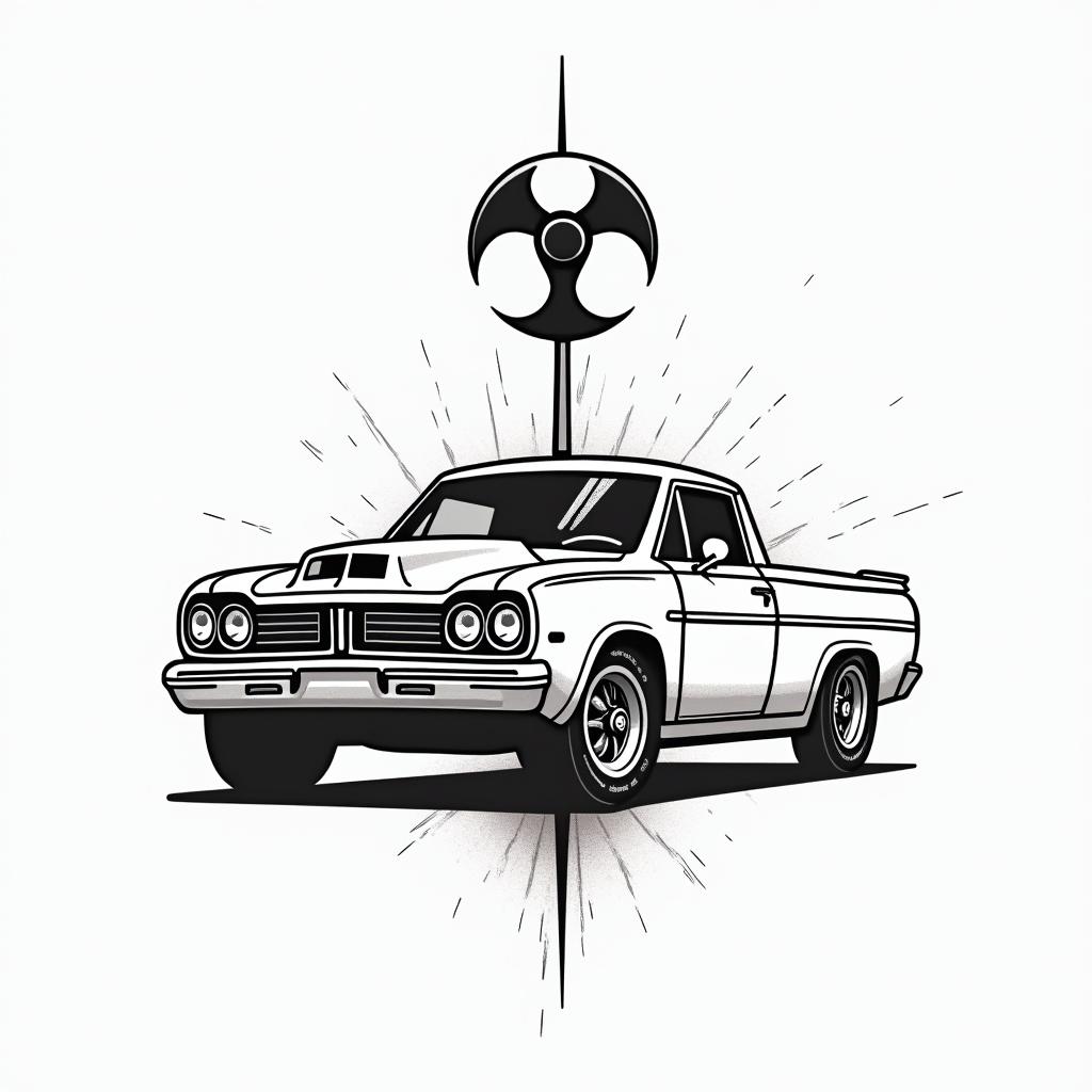 Moparin 8-bit tattoo style, minimalistic pixel style tattoo, pixel art with simplified shapes and retro gaming visuals, inspired by 8-bit pixel based detailing - Variation 4