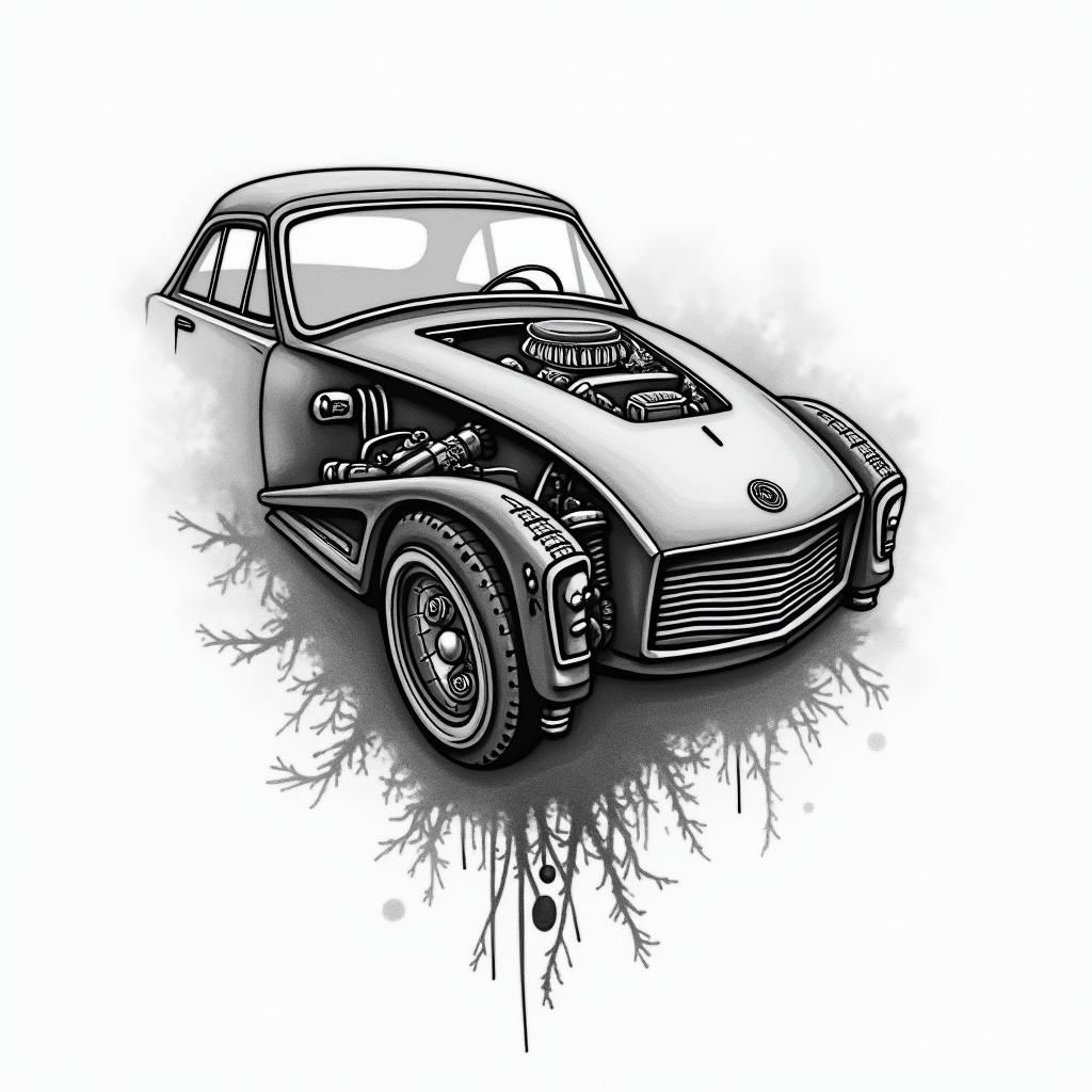 Car partshigly detailed tattoo - Variation 2