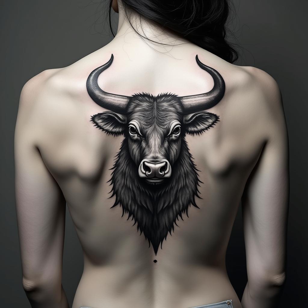 Taurus bullin bohemian style tattoo, 8k - Variation 3