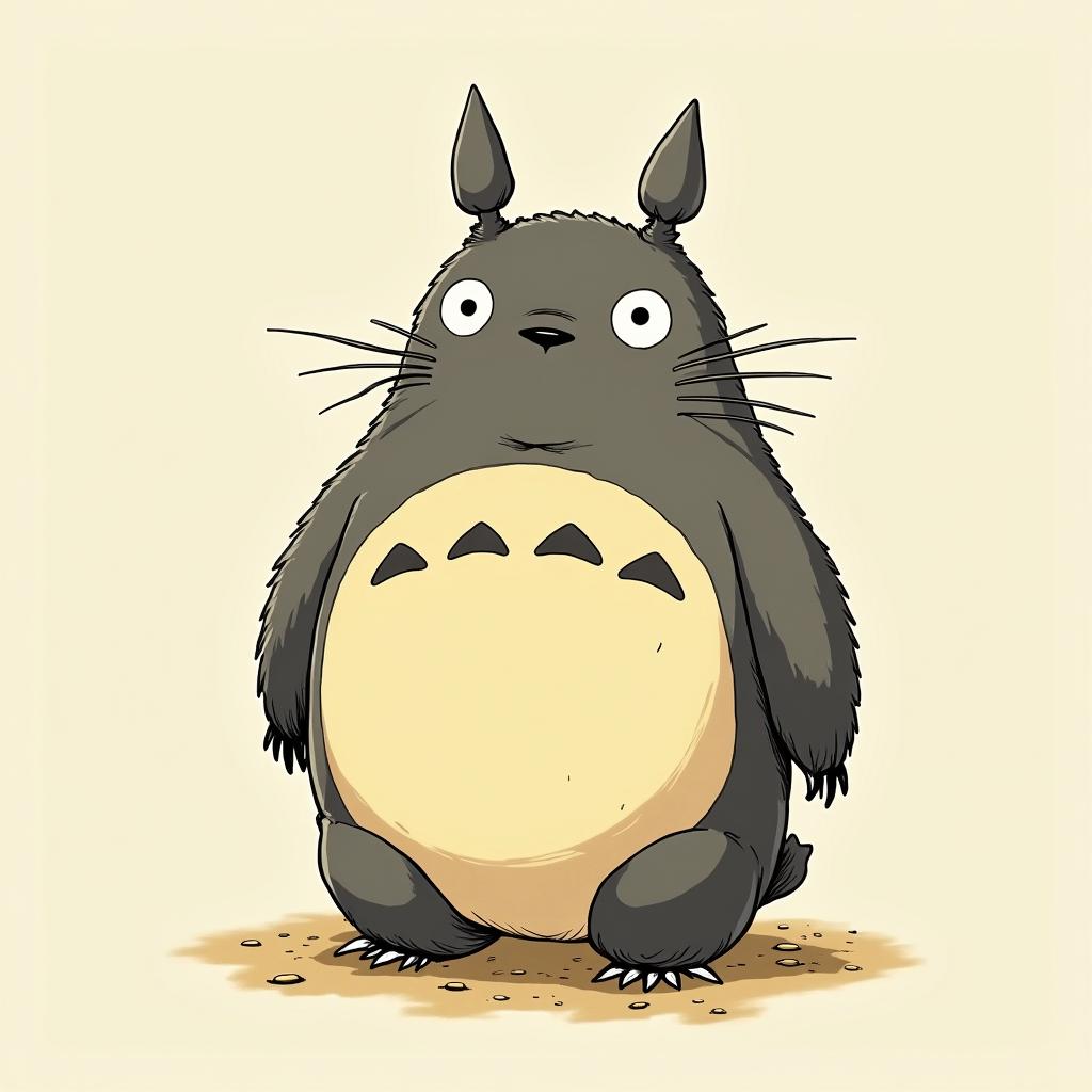 Totoro with big tits hanging with the JuggaloGhibli, Studio Ghibli aesthetic, hand-drawn anime style, retro nostalgic atmosphere, retro soft pastel color palette with earthy tones, retro Japanese cinematic shot, yellow tint effect, bald character, smooth surface, anime shadow 90's anime style - Variation 4