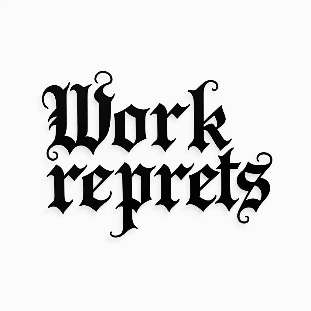 Without regretstext-based tattoo, gothic font ultra-realistic, perfectly placed, high-quality font design, photo-realistic shading, 8k, high quality, finely detailed typography - Variation 1