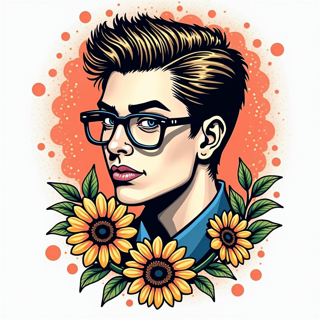 Leoin pop art style tattoo, featuring bold and vibrant colors, exaggerated outlines, iconic imagery, inspired by comic books and speech bubbles, comic book characters, retro pop culture - Variation 4