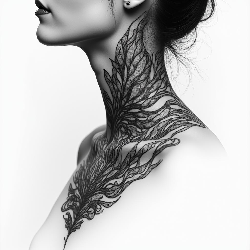 Neck tattoohigly detailed tattoo - Variation 4