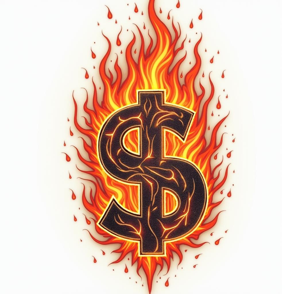 Get moneyin flame tattoo style showcasing fiery elements with dynamic flame patterns, glowing effect of flames, natural colors - Variation 4