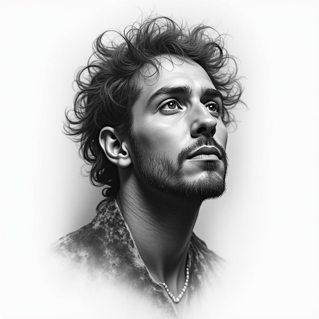 Weltall und das Hubble Teleskopin portrait tattoo style, featuring a highly realistic and detailed depiction