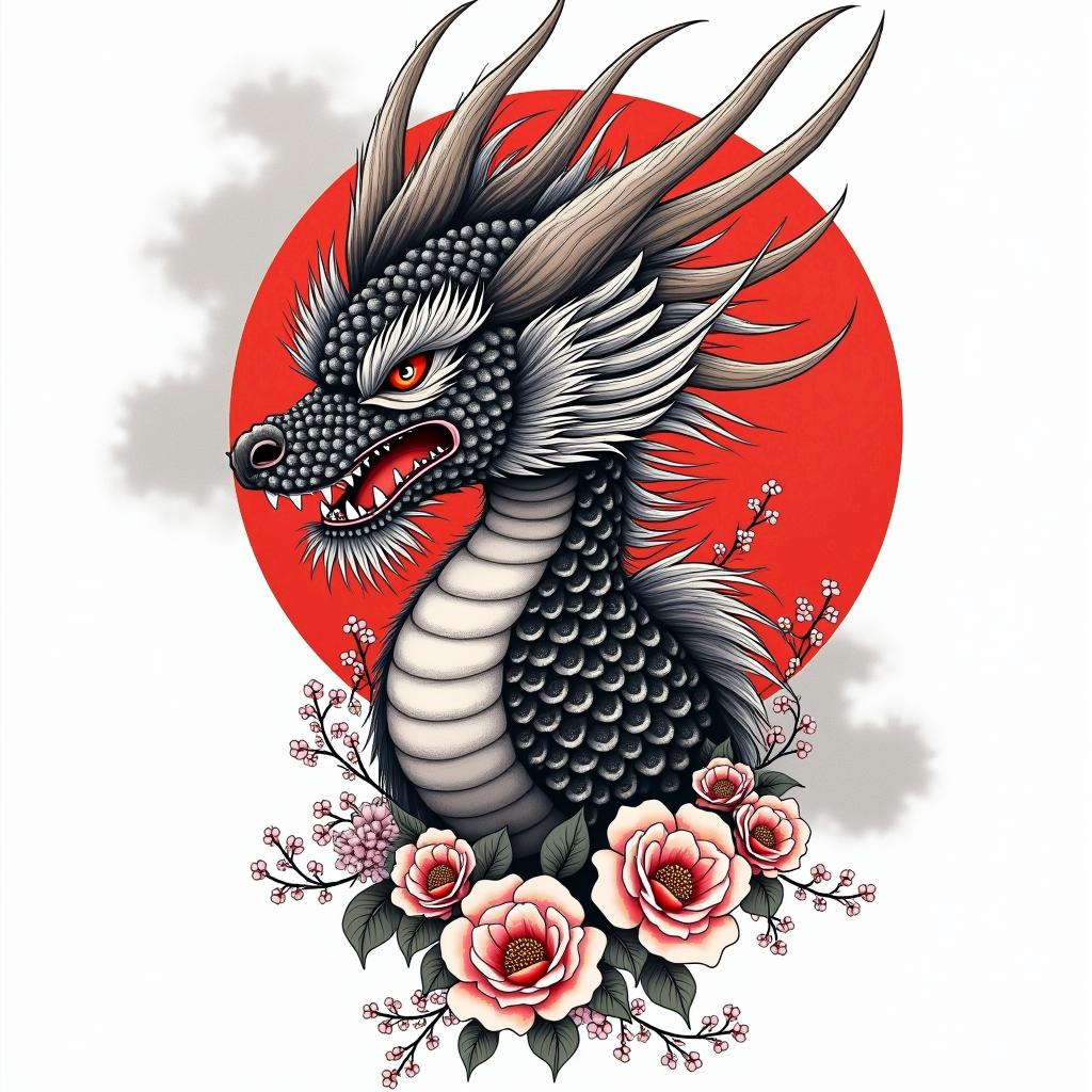 Vibrant pop artin japanese style tattoo, detailed tattoo, traditional japanese culture tattoo, mythology, 8k - Variation 1