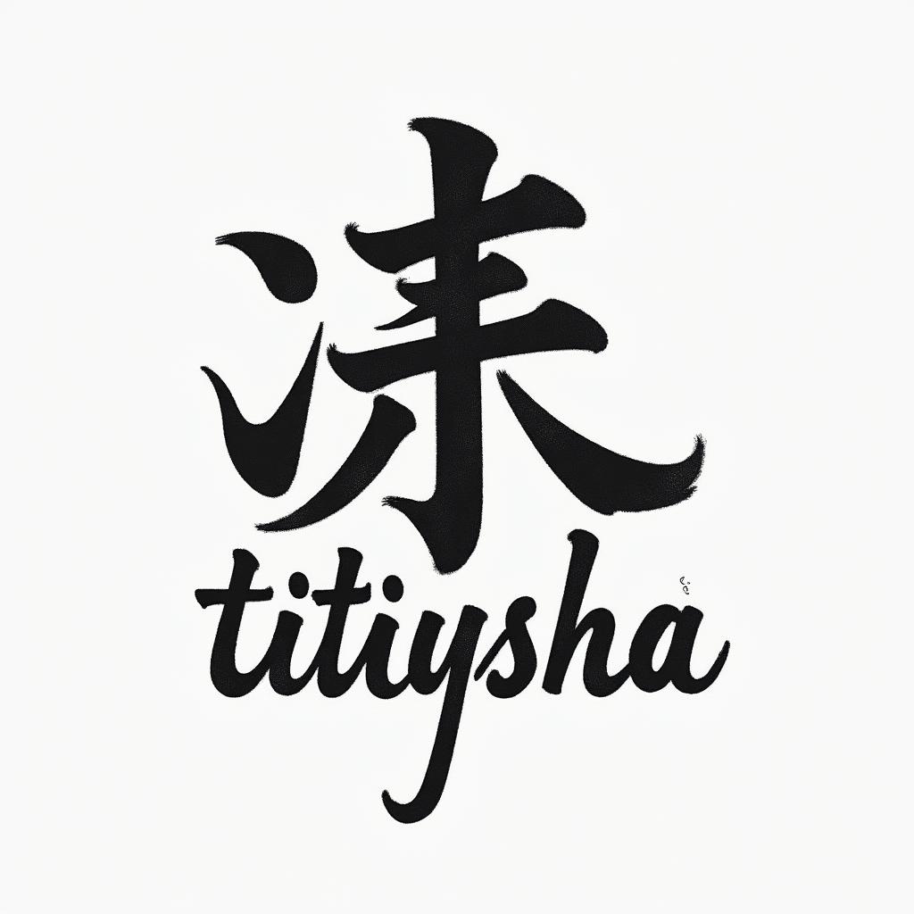 tiyeshatext-based tattoo, japanese font ultra-realistic, perfectly placed, high-quality font design, photo-realistic shading, 8k, high quality, finely detailed typograph - Variation 4