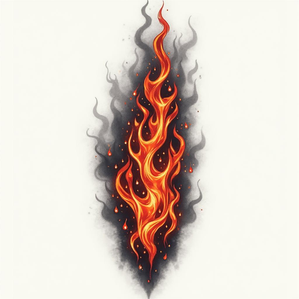 Löwe, Hamburgin flame tattoo style showcasing fiery elements with dynamic flame patterns, glowing effect of flames, natural colors - Variation 2