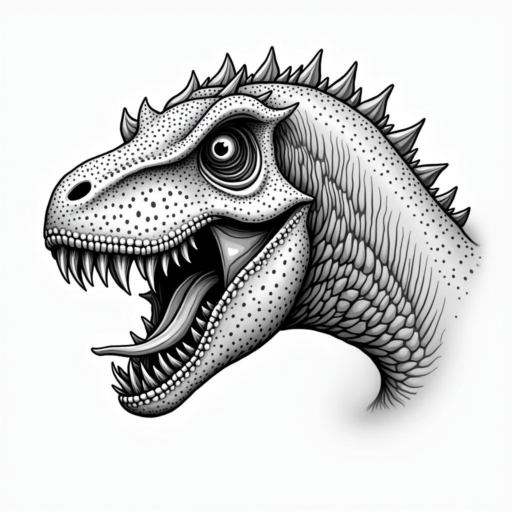 Scary dinosaur with skulls and the name Jaxon in the detailingin bohemian style tattoo, 8k - Variation 5