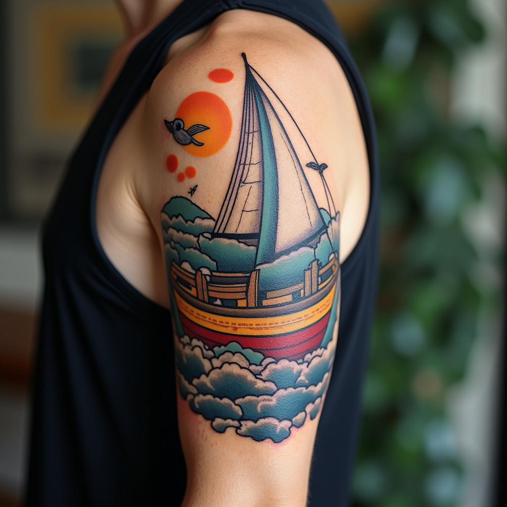 Vibrant nautical themehigly detailed tattoo - Variation 4