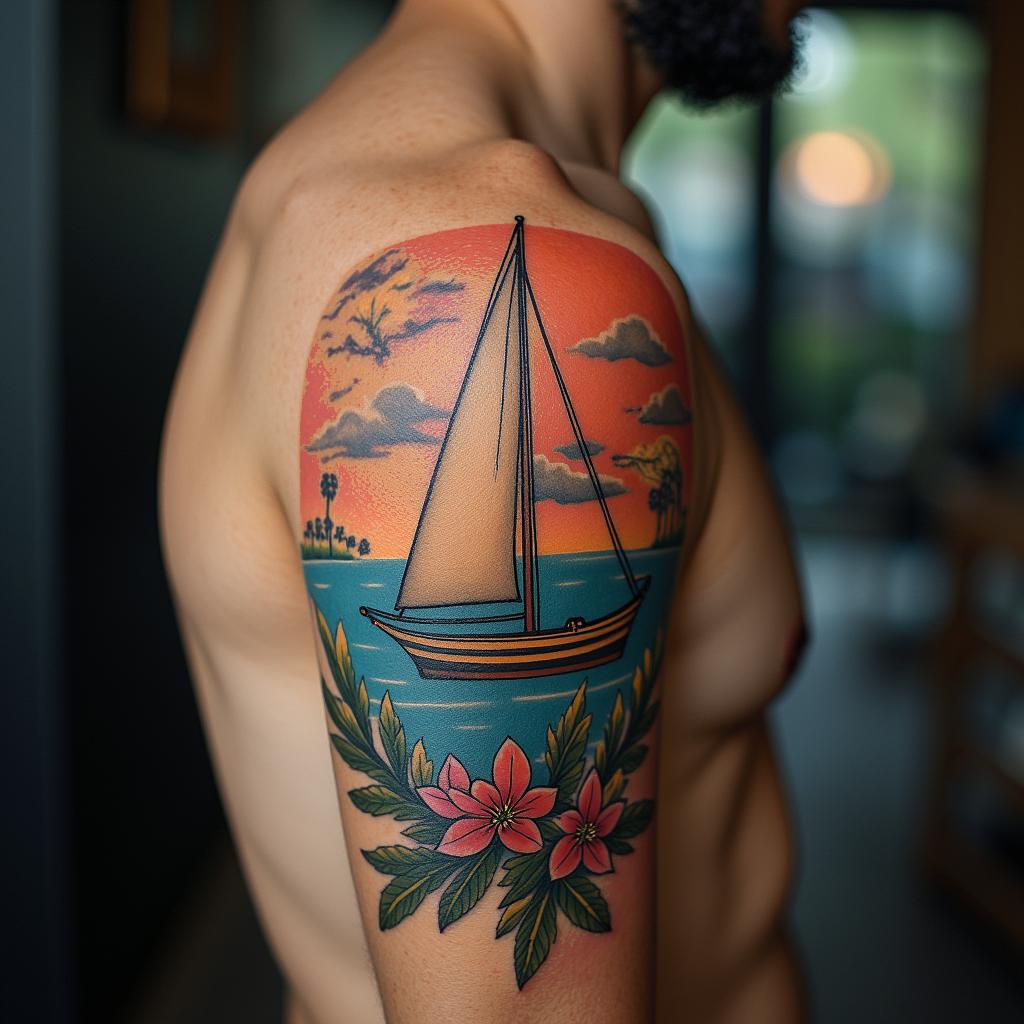 Vibrant nautical themehigly detailed tattoo - Variation 3