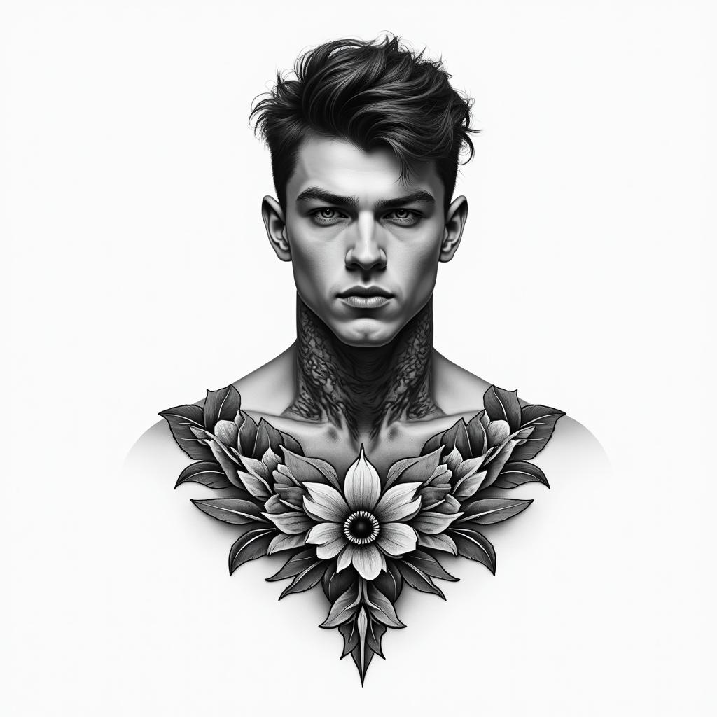 Masculine teen man tattoohigly detailed tattoo