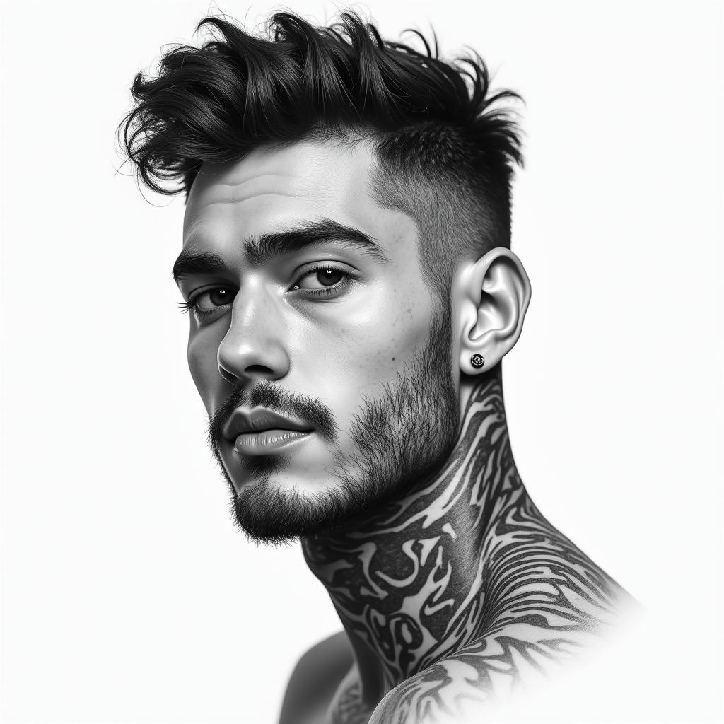 Masculine teen man tattoohigly detailed tattoo - Variation 3