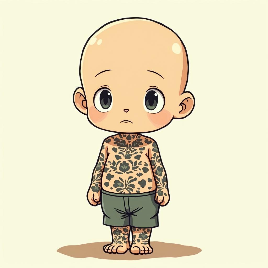 TaterGhibli, Studio Ghibli aesthetic, hand-drawn anime style, retro nostalgic atmosphere, retro soft pastel color palette with earthy tones, retro Japanese cinematic shot, yellow tint effect, bald character, smooth surface, anime shadow 90's anime style - Variation 4