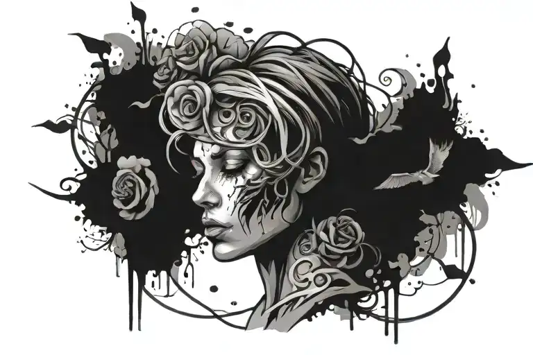 i want a tattoo about depression and the way how to overcome that, about the reborn of happiness - Variation 2