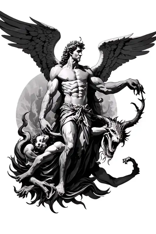 archangel michael defeating satan hell - Variation 2