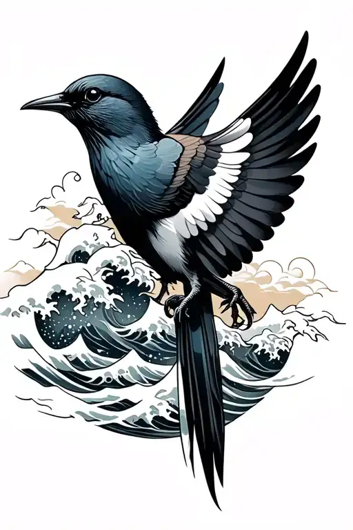 swallow birds japanese waves - Variation 2