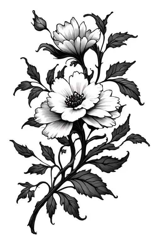 february and march birth flower intertwined vines - Variation 1