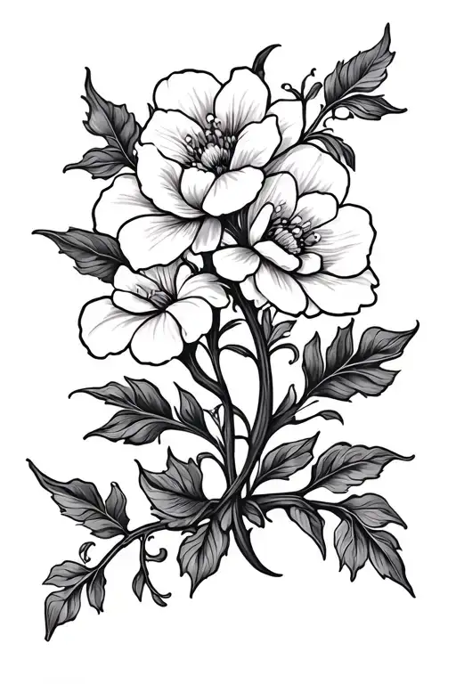 february and march birth flower intertwined vines - Variation 2