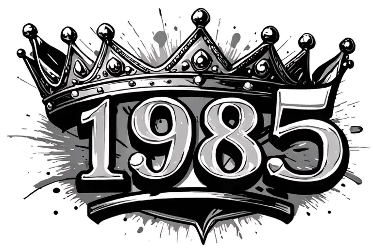 "1985" "1985" "1985" text with crown hanging - Variation 2