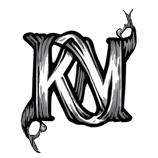 couple tattoo letter contains KM infinity - Variation 2