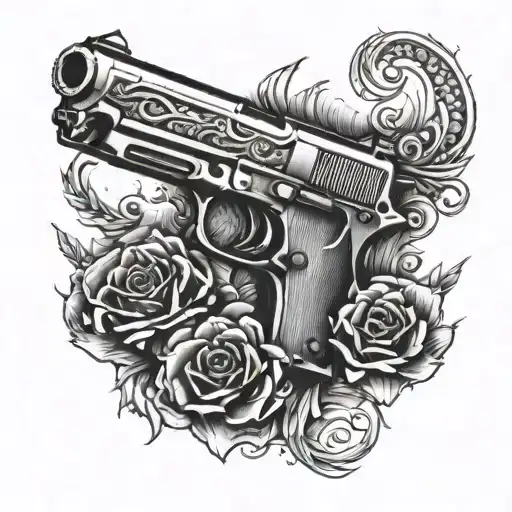 s3xy piwerful hand gun on my thigh tattoo