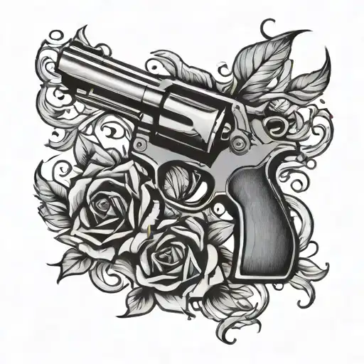 s3xy piwerful hand gun on my thigh tattoo - Variation 4