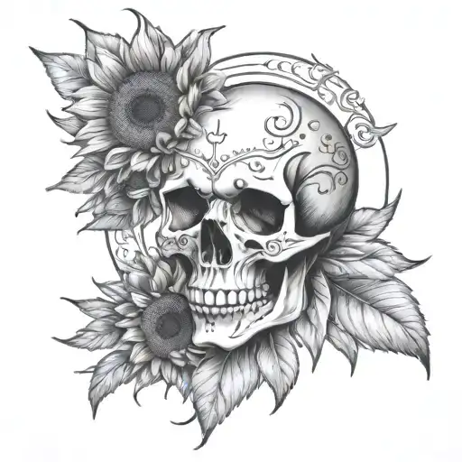 sunflower skull moon - Variation 2