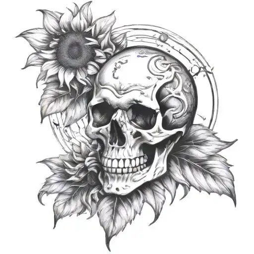 sunflower skull moon - Variation 4