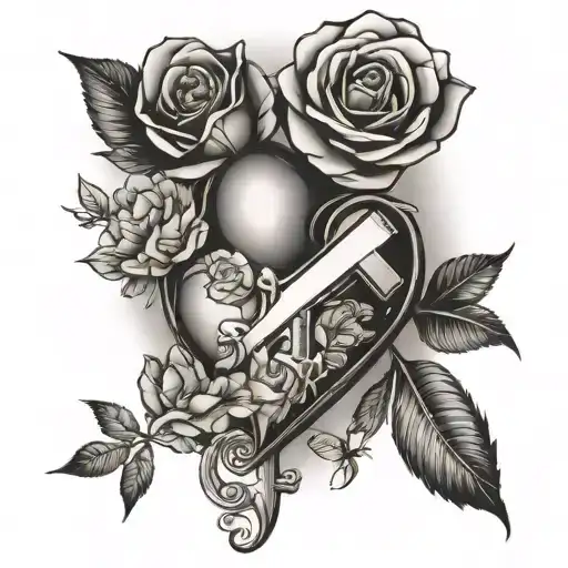 Heart shape, Rose flower,Cross  - Variation 4